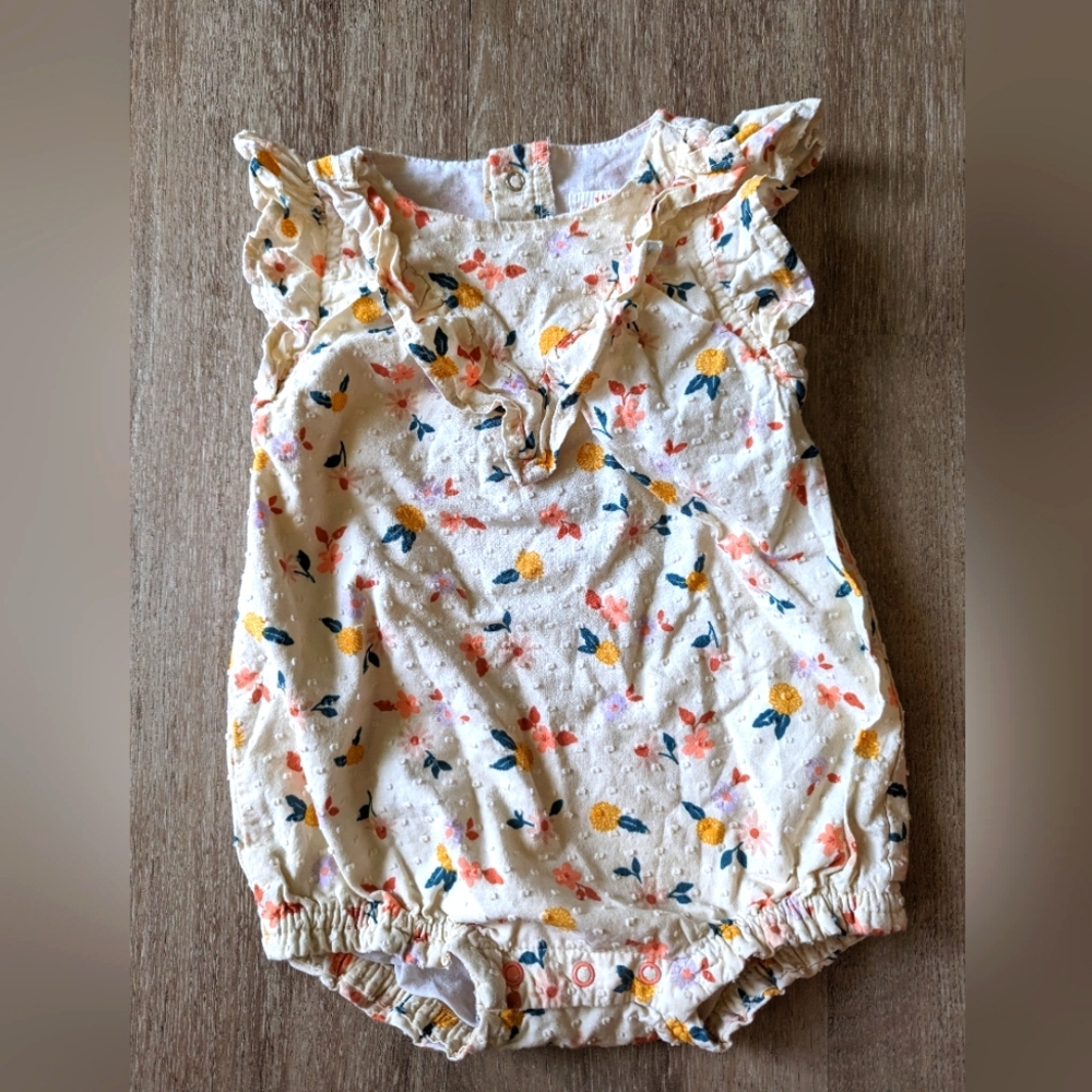 2/$10 Floral bubble romper with ruffles
